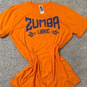 Zumba Fitness Orange and Blue Short Sleeve Tee